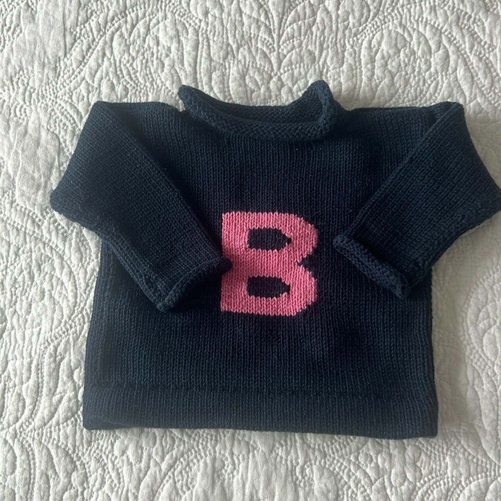 MJK Knits Initial B Rollneck Sweater - 12/18 Months
